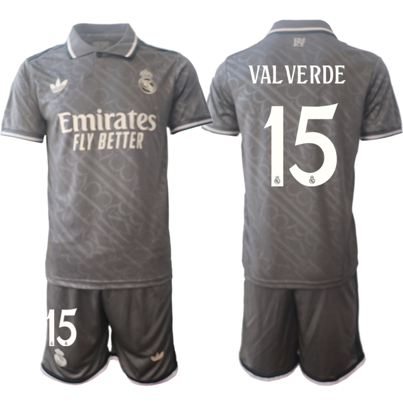 Men 2024-2025 Club Real Madrid away Grey #15 Soccer Jersey->real madrid jersey->Soccer Club Jersey